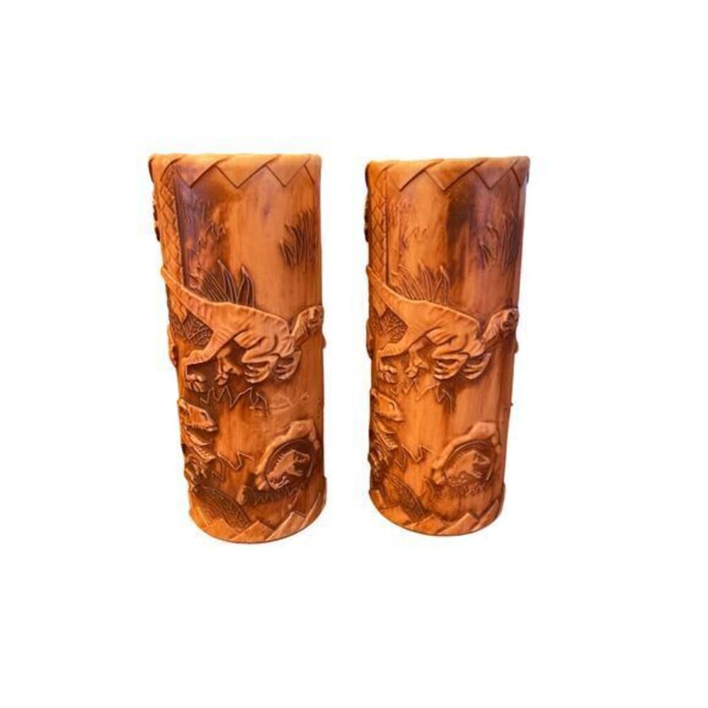 Set of 2 Universal Studios Jurassic Park
World Velociraptor Dinosaur Tiki
Cups
